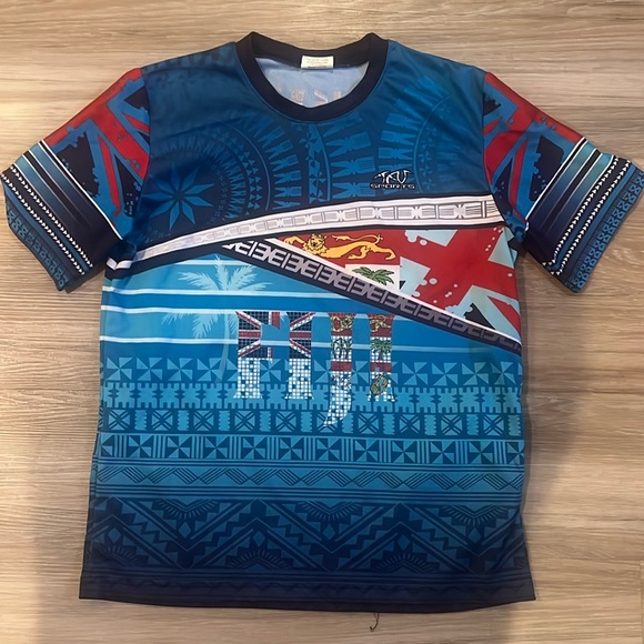 Mens Large Fiji Shirt  All Over Print Shirt Jersey By Tau Sports. - Picture 1 of 5
